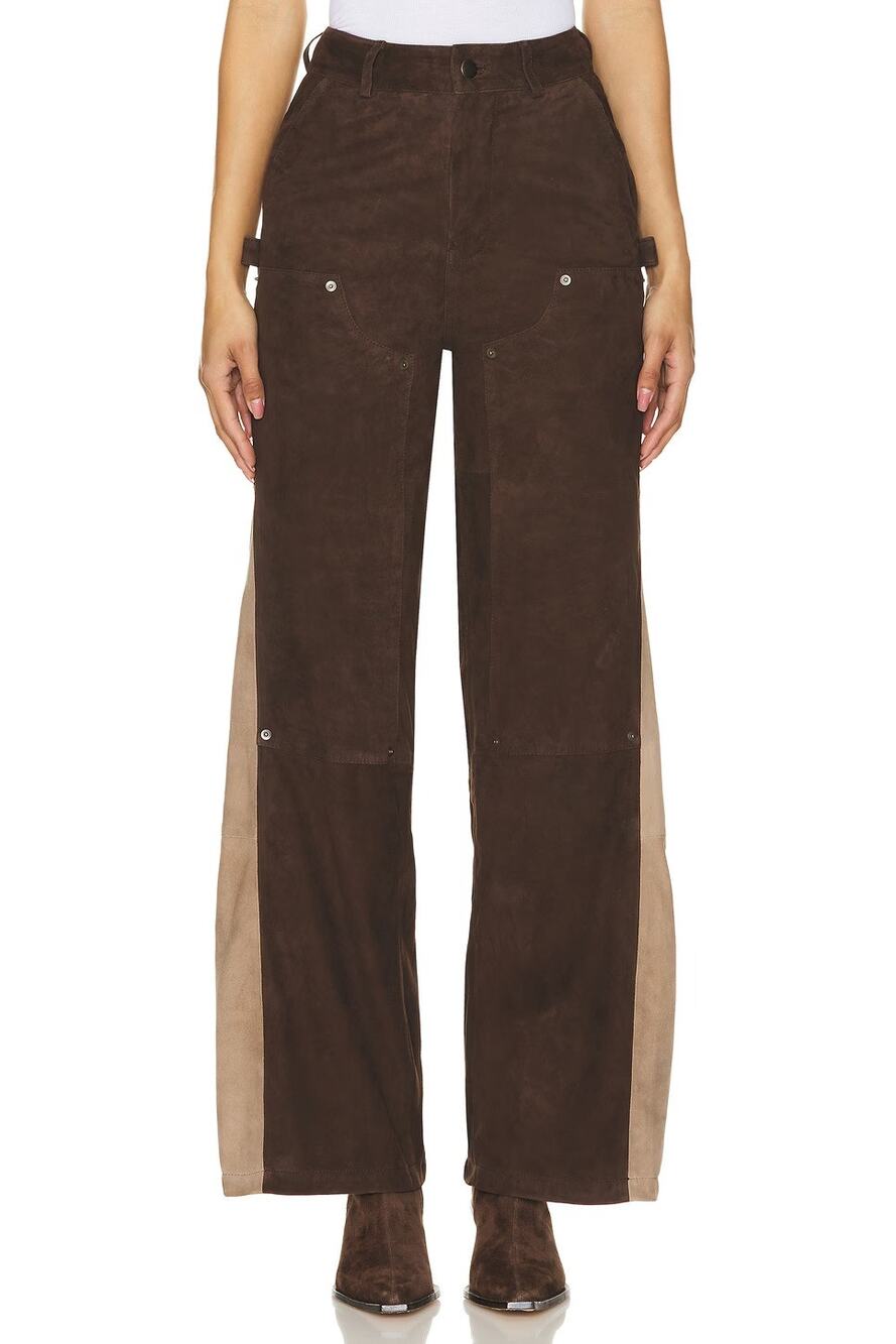 Deadwood Deetz Leather Pants Wide Leg Western Statement Y2K Utility Suede 2